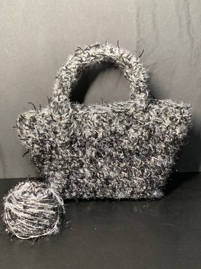 Black Spark Tote Bag | Handmade Crochet Bag with Glitter Accents