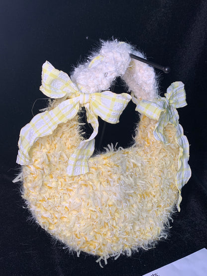 Sunny Egg Crochet Bag | Handmade Yellow Tote with Ribbon Handle