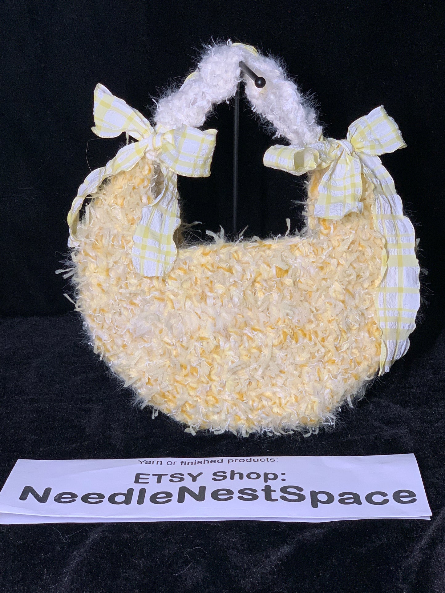 Sunny Egg Crochet Bag | Handmade Yellow Tote with Ribbon Handle