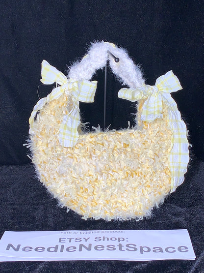 Sunny Egg Crochet Bag | Handmade Yellow Tote with Ribbon Handle