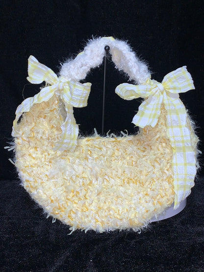 Sunny Egg Crochet Bag | Handmade Yellow Tote with Ribbon Handle