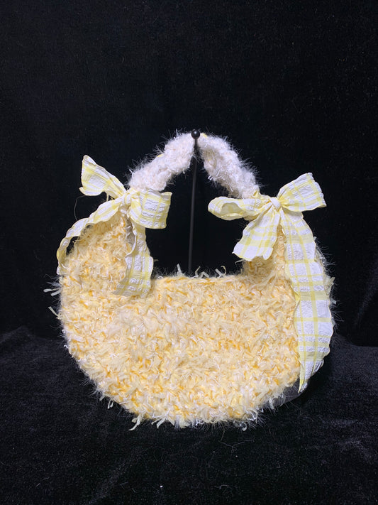 Sunny Egg Crochet Bag | Handmade Yellow Tote with Ribbon Handle