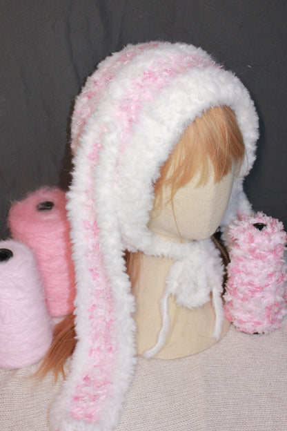 Fluffy Pink Bunny Hat | Handmade Cozy Winter Gift | Cute & Warm Accessory