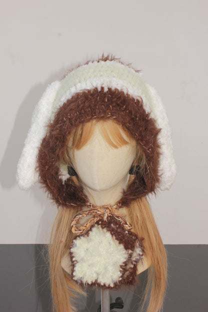 Starry Bunny Ear Hat | Whimsical Winter Accessory | Handmade Gift for Her