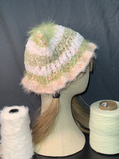 Spring Bloom Kitty Ear Hat | Handmade Crochet Beanie with Floral Touch