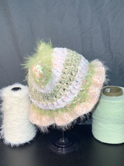 Spring Bloom Kitty Ear Hat | Handmade Crochet Beanie with Floral Touch